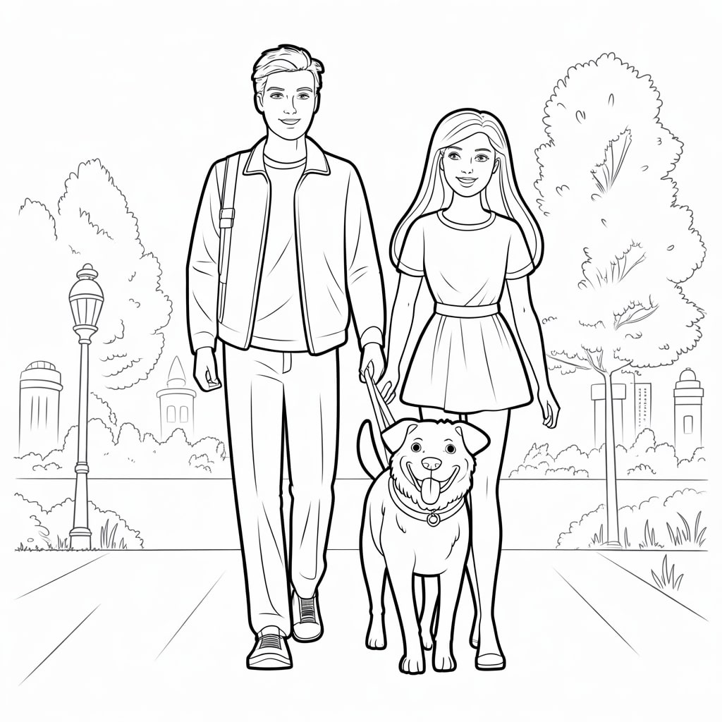 0001 1 barbie and ken walking their dog in the