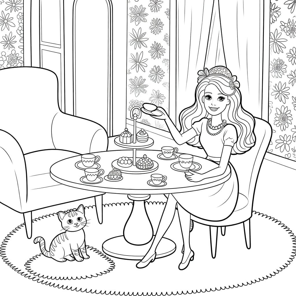 12 Barbie Doll in Living Room to Color (Free PDF Printables) 12 a black and white line art illustration 9hTjIQzPTiylsksh0Qo80Q 6UeJfPVEQtS1p2P6KRJX2g