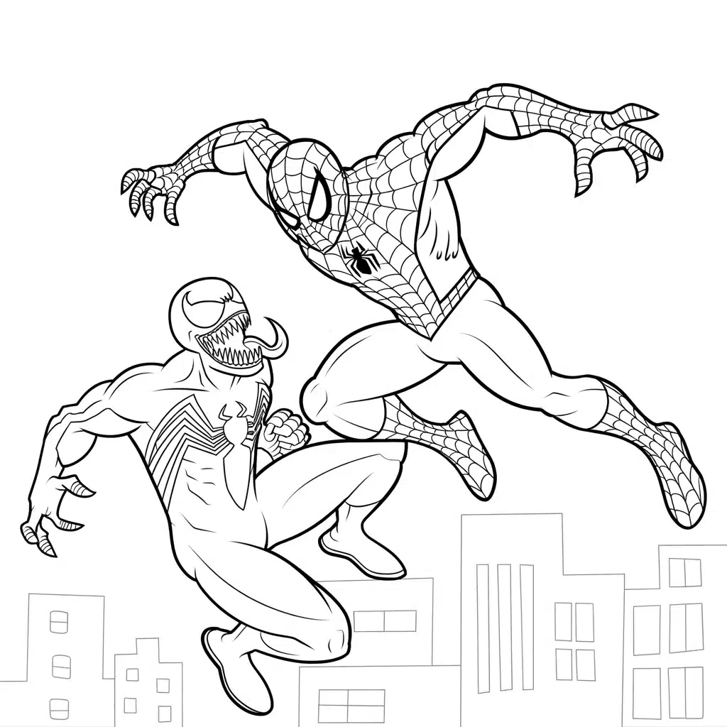 Spiderman x Venom Coloring Pages (Free PDF Printables)