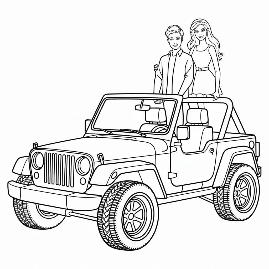 0003 3 barbie and ken in barbie s jeep car colo