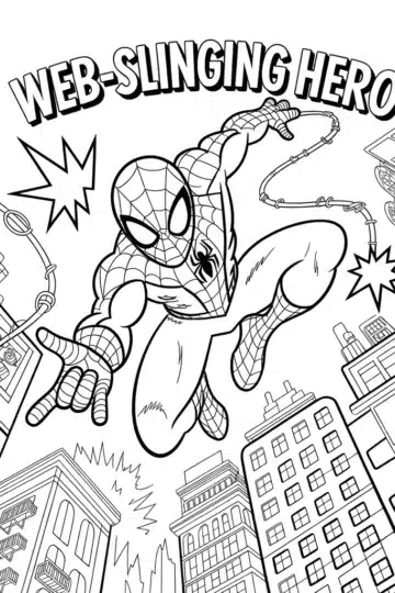 Action-Packed Spiderman Coloring Pages with Stickers (Free PDF Printables)