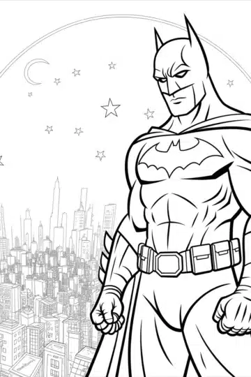Free Batman Coloring Pages - The Dark Knight Overlooking the City