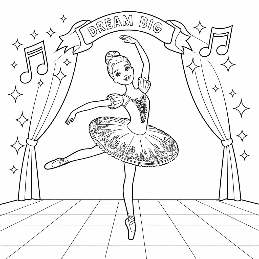 Ballerina Barbie Coloring Pages (Free PDF Printables)